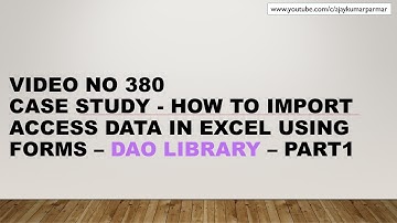 Learn MS Excel - Video 380- VBA DAO  - Import Access Table Fields in UserForm -Part 1