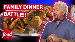 Guy Fieri Challenges Chefs To A Family Dinner Battle! | Guy's Grocery Games