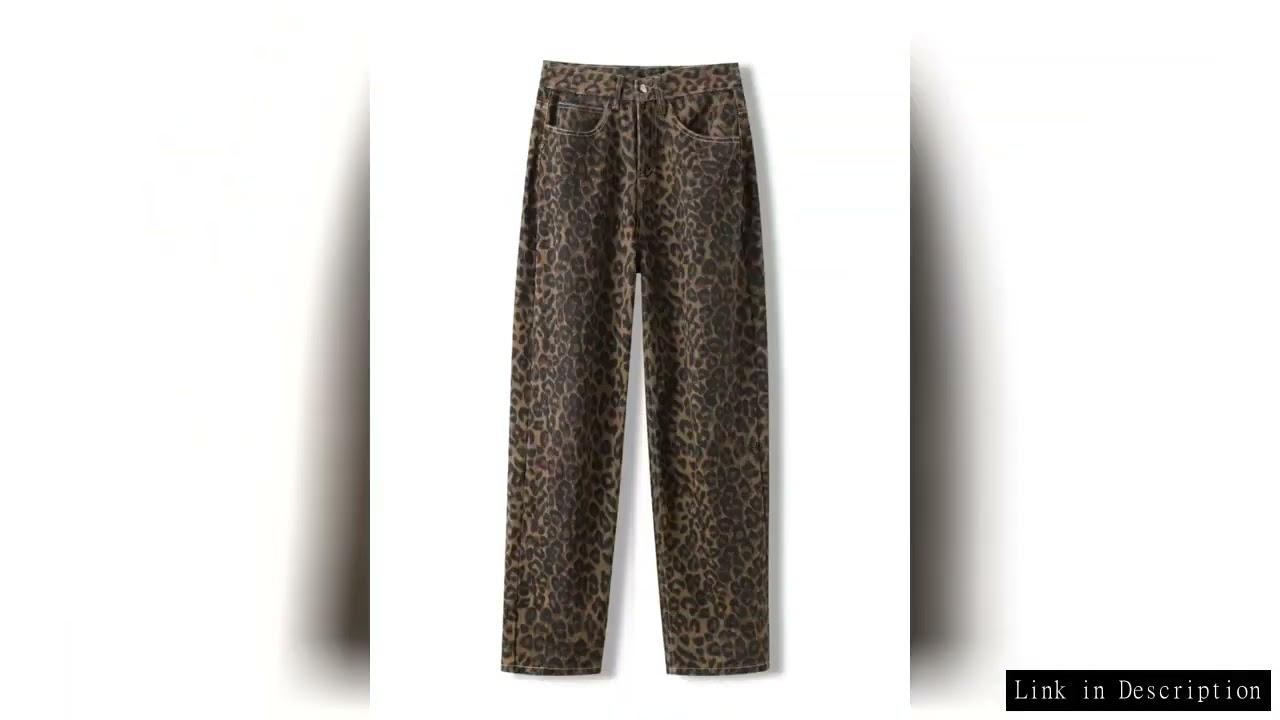 Leopard Print Jeans for Women High Waisted Y2k Retro Fashion Streetwear Denim Pants Hip Hop Straight