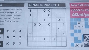 (#1914) Friday. Binary01 Sudoku puzzle. Bonus Extra edition. 11-20-2020 Extra part 3 of 4