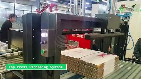 High Speed Corrugated Squaring Strapping with Robotic Palletizer