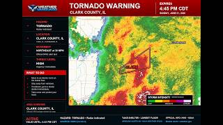 ⚠️ TORNADO WARNING📍 Affected Area: Clark, IL, Coles, IL, Cumberland, IL