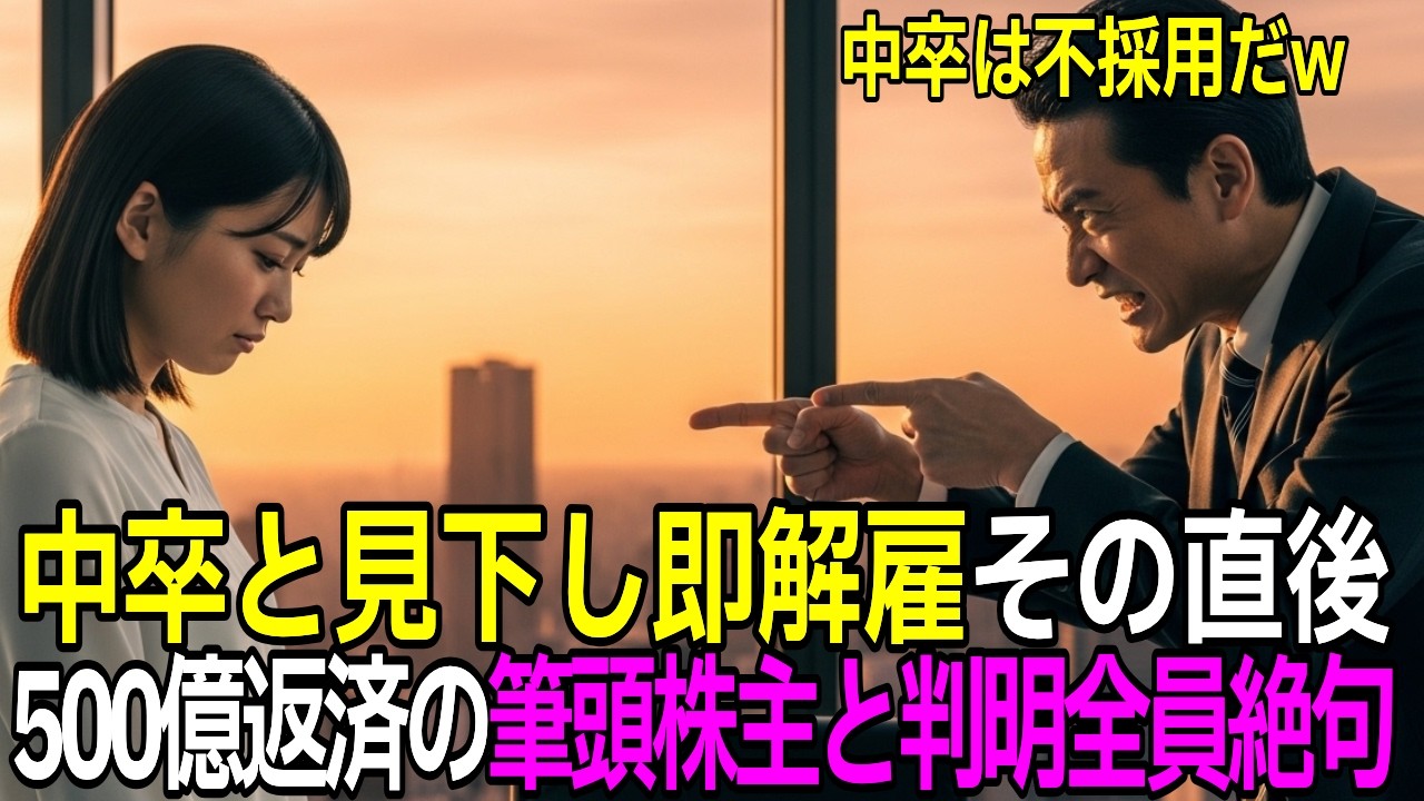 新任部長「中卒は不採用で」私を解雇→正体がバレた途端、会社中がパニック状態にｗ