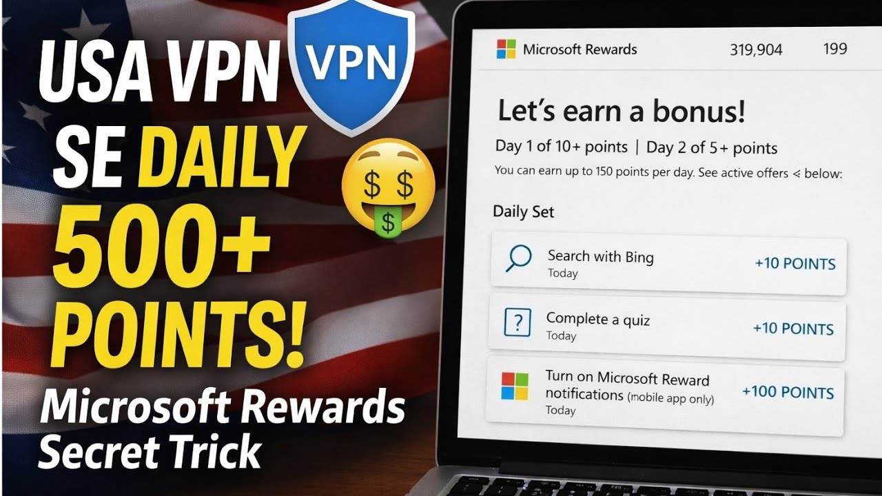Updated Points Microsoft Rewards Get 700 Points Daily: New Safest Vpn Trick | After ...