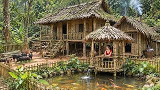Bamboo House in the Forest | Young Woman Builds an Entire House From Scratch All by Herself