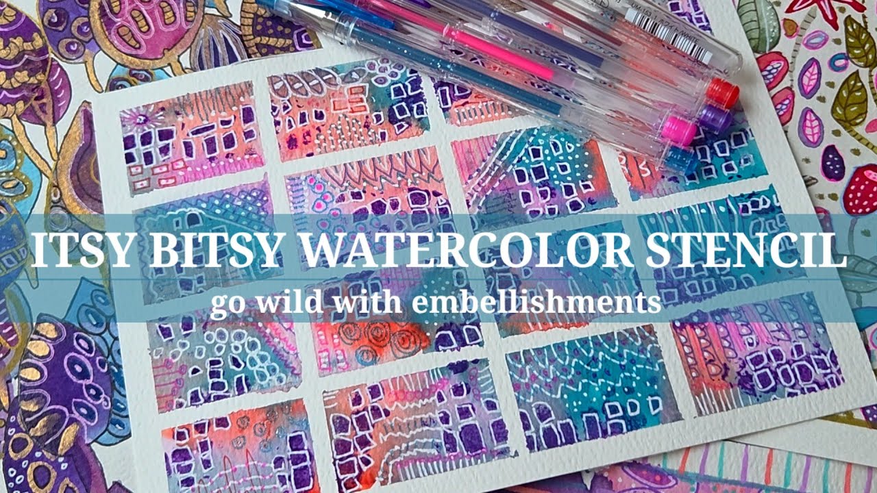 LAYERS and STENCILS! lets have some ABSTRACT WATERCOLOR DOODLES - YouTube