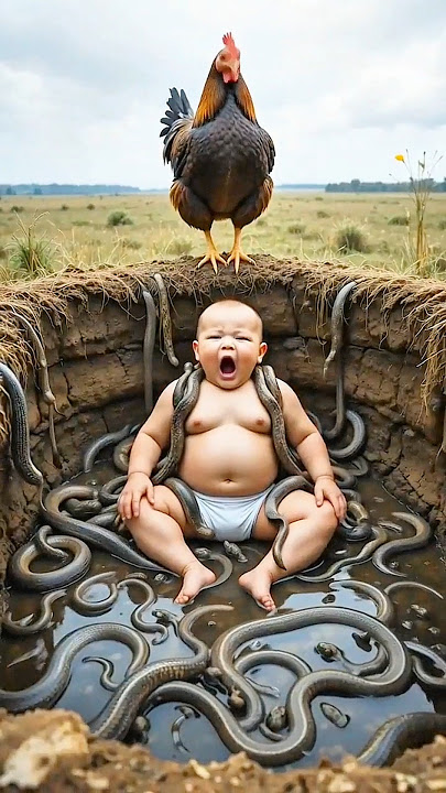 This Baby is Surrounded by Snakes and Chickens… You Won’t Believe What Happens Next! 😧 #shorts