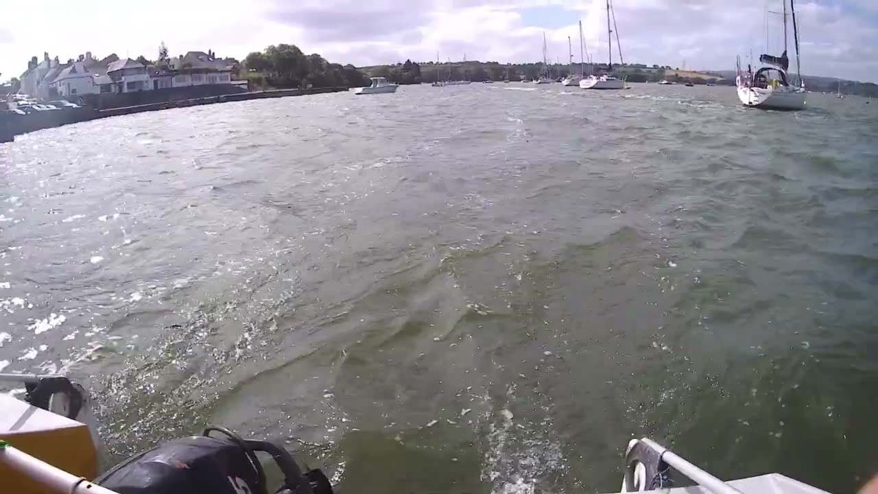 Chat 18 catamaran sailing in the upper reaches of the river Tamar
