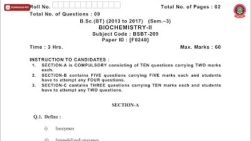 BSC BT 3RD SEM BIOCHEMISTRY 2ND F DEC 2018 | PTU