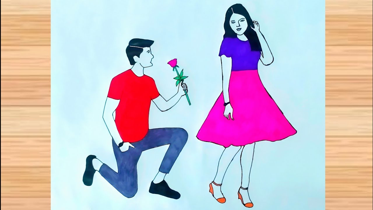 Romantic couple sketch easy || How to draw a Couple step by Step - YouTube