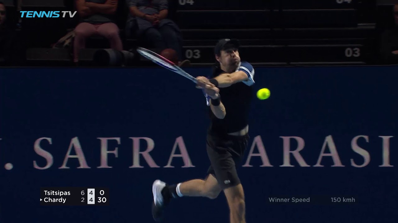 Jeremy Chardy Hammers Sensational Backhand Winner v Tsitsipas | Basel 2018