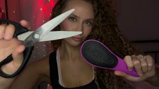 ASMR| Playing With Your Hair| Personal Attention Hair Brushing, Cutting & More 💇🏽‍♀️