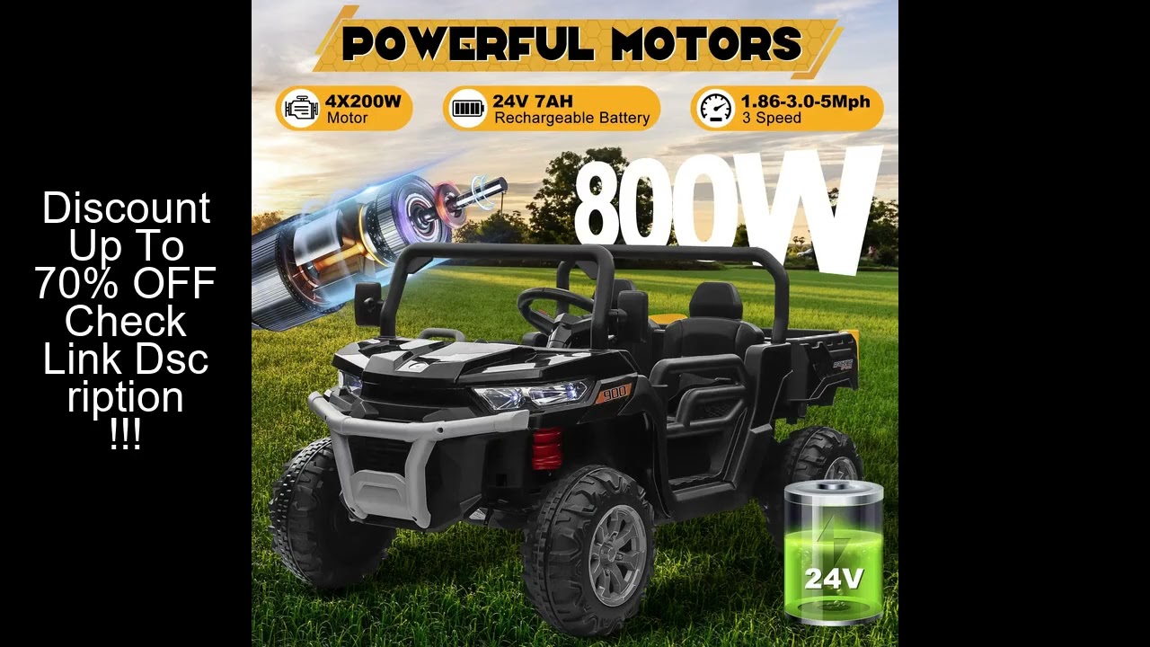 24V Ride on Dump Truck, 2 Seater Kids UTV Electric Car w/2.4G Remote Control, 4 Wheeler, Bluetooth M