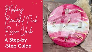 How to make pink and white epoxy resin wall clock step by step tutorial.Resin art#trending#viral#art