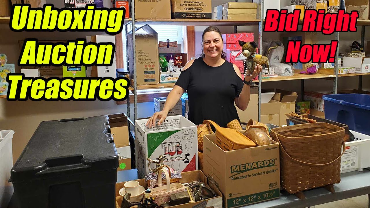 Unboxing Auction Finds We have amazing Longaberger Baskets paperweights Coins On Hookedonpickin.com