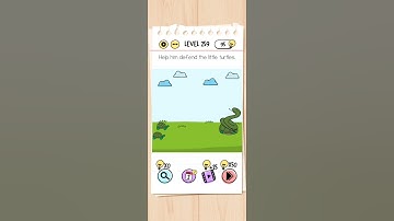BRAIN TEST LEVEL 259 HELP HIM DEFEND THE LITTLE TURTLES