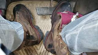 Driving In Sockless Trashed Chippewa Super Loggers