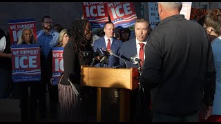 Protesters disrupt Pinal County Attorney Brad Miller ICE press conference at Arizona Capitol