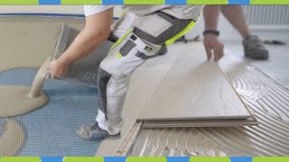 Lay floating screed and glue parquet