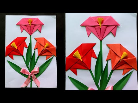 Tulip Origami Card/Mother's Day Card for Kids/Quick and Easy Card for Mother's Day/Card for Mom