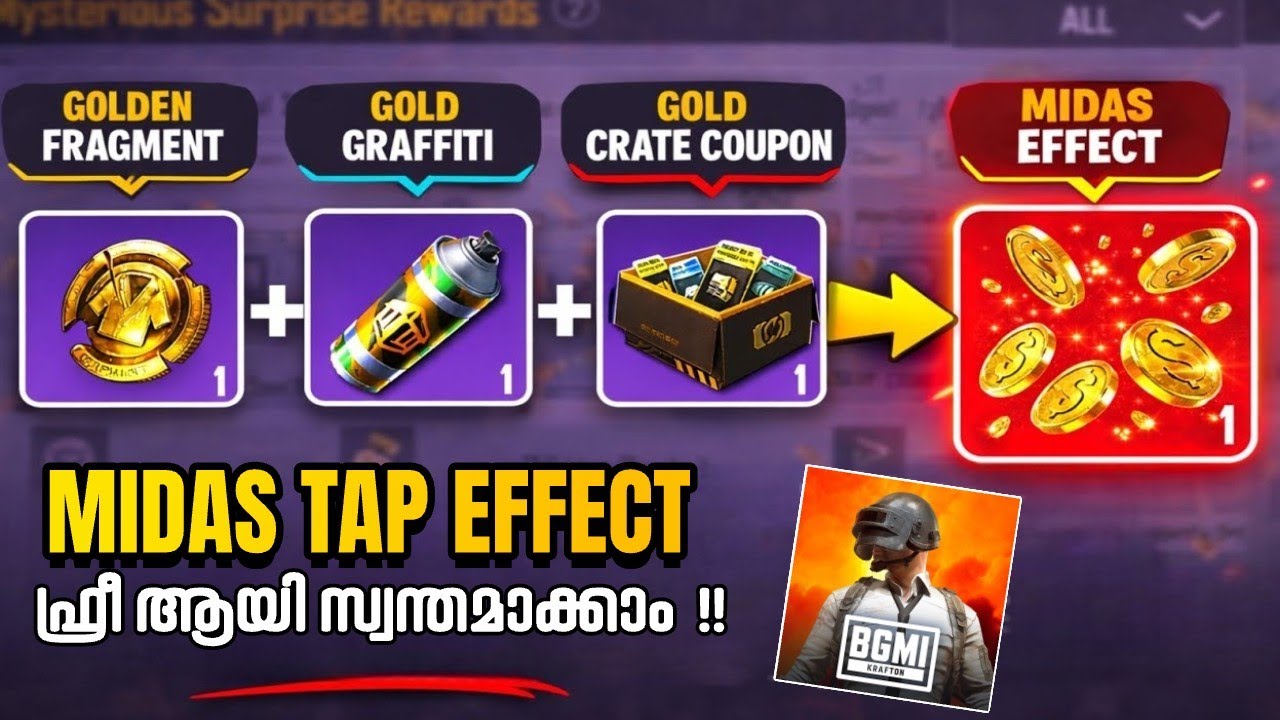 Midas Effect How To Get Free MIDAS TAP EFFECT In BGMI | Androgamer Malayalam 🔥 - YouTube
