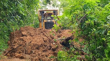 Good and Fast Work of the CAT D6R XL Bulldozer Operator in Leveling the Road in the Plantation