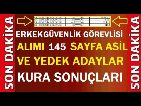 GSB KADROLU ERKEK GÜVENLİK GÖREVLİSİ ALIMI 145 SAYFA ASİL VE YEDEK ADAYLAR KURA SONUÇLARI