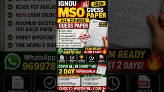MSO 01 Guess Paper MSO IGNOU Solved guess paper with answers important questions previous year