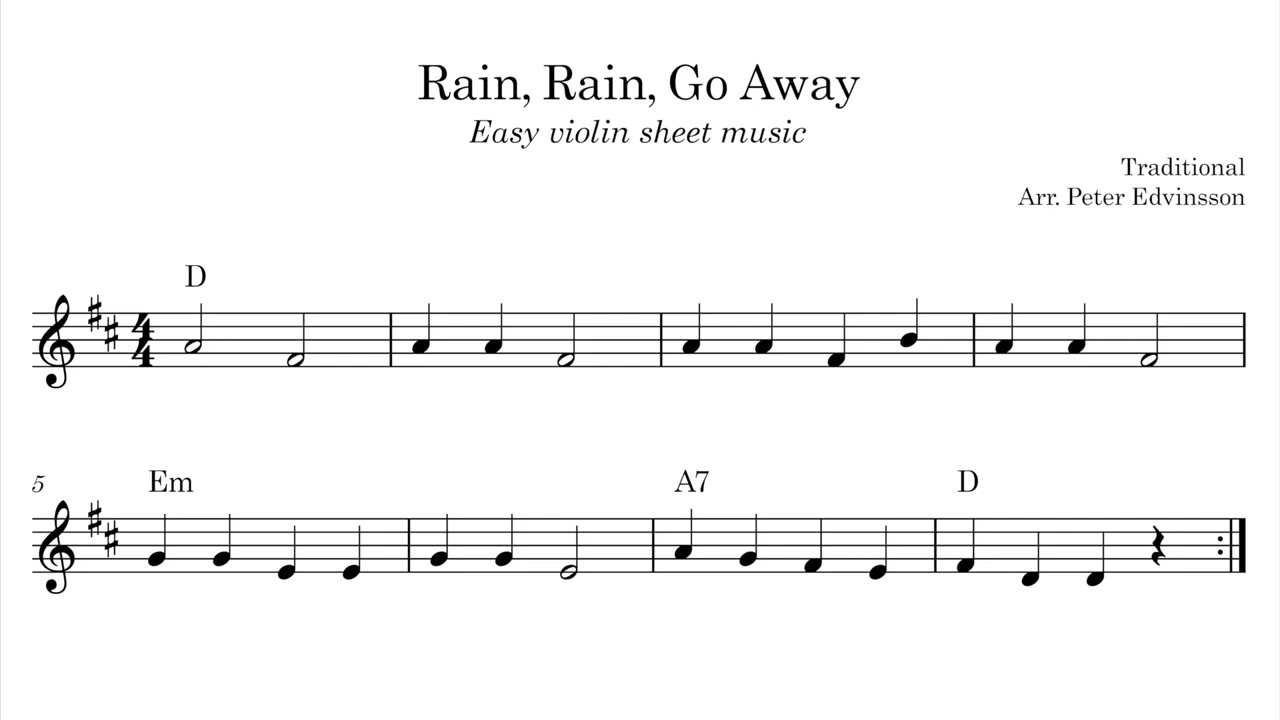 Rain, Rain Go Away - Violin sheet music | Capotasto Music - YouTube