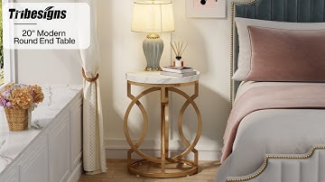 Tribesigns Faux Marble End Table for Small Space! - JW0477 #tribesigns #homedecor #smallspaceliving