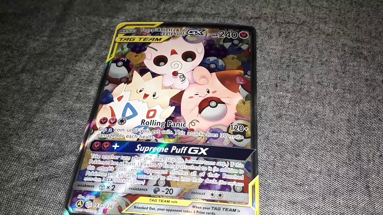 Togepi & cleffa & Igglybuff GX Tagteam card from the Small but mighty premium collection
