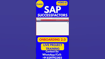 SAP SuccessFactors Onboarding 2 0 Training Online Class 8 14th Oct 2025 #sapsuccessfactorstraining