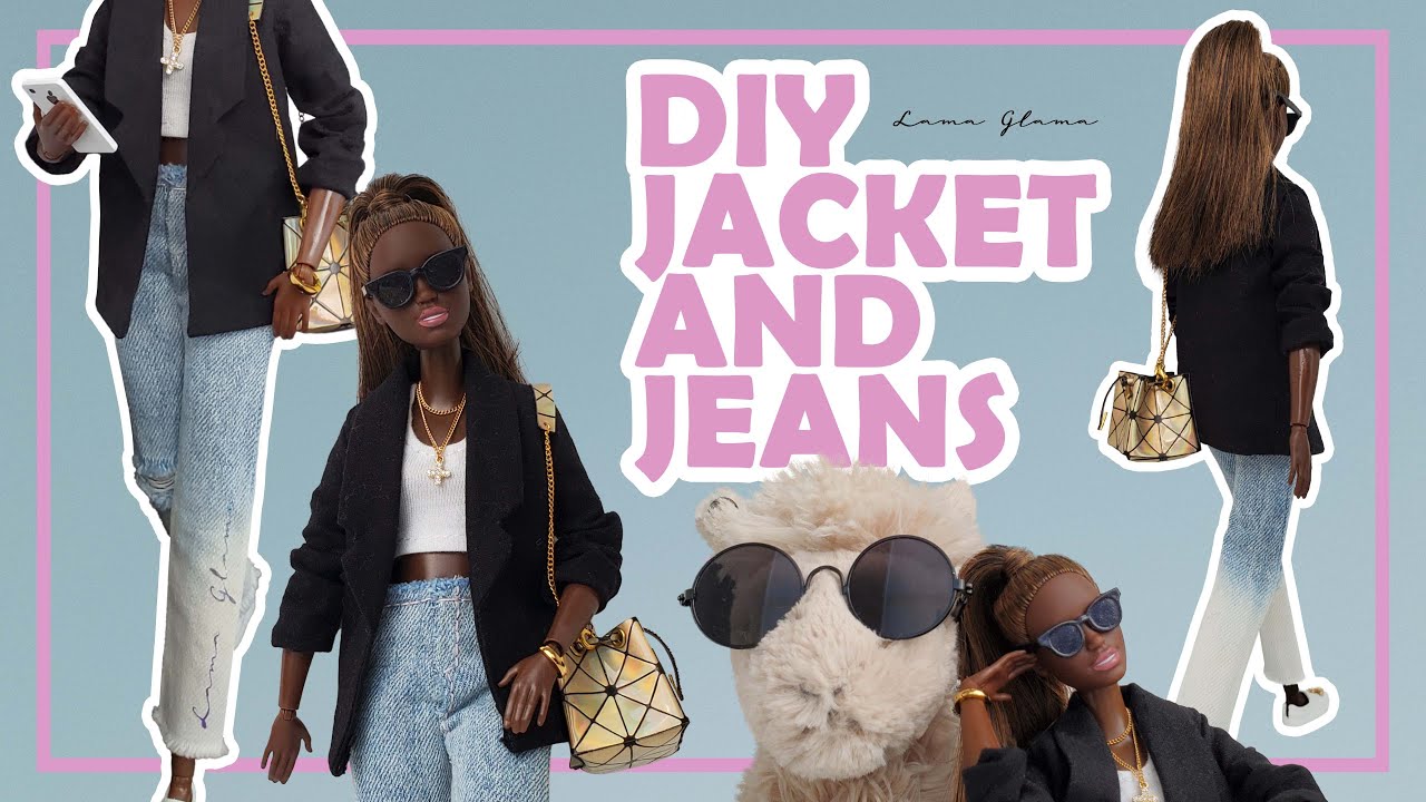 DIY Barbie Clothes Tutorial and Free Patterns I Black Jacket and Dyed Jeans