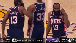 James Harden got mad at Claxton and pushed him to play defense ☠