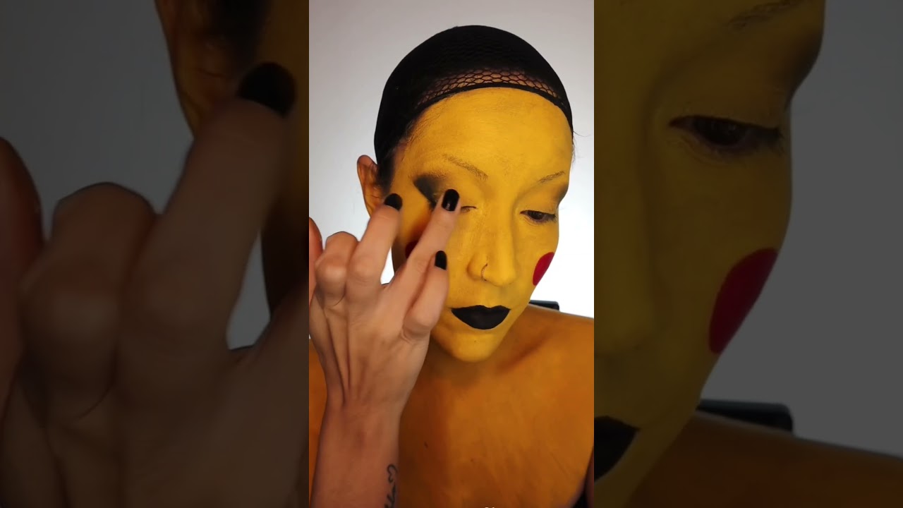 Pikachu Makeup⚡️ #Pokemon #facepainting #pokemonshorts