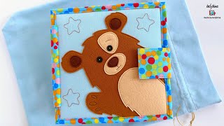 Quiet Book #68 "Little Bear" | Interactive Fabric Book