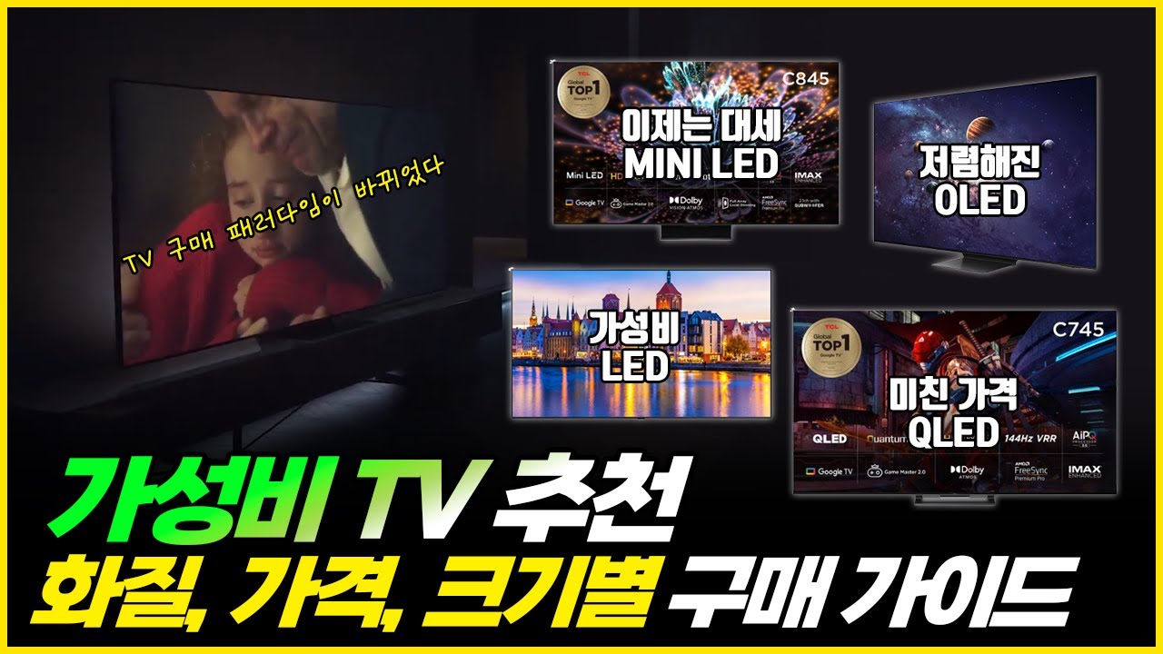 2023년 가성비 TV 추천 | TV 구매의 패러다임은 바뀌었다 | 스마트TV | 삼성 LED, OLED | TCL QLED, MINI LED | 55, 65, 75, 85 인치