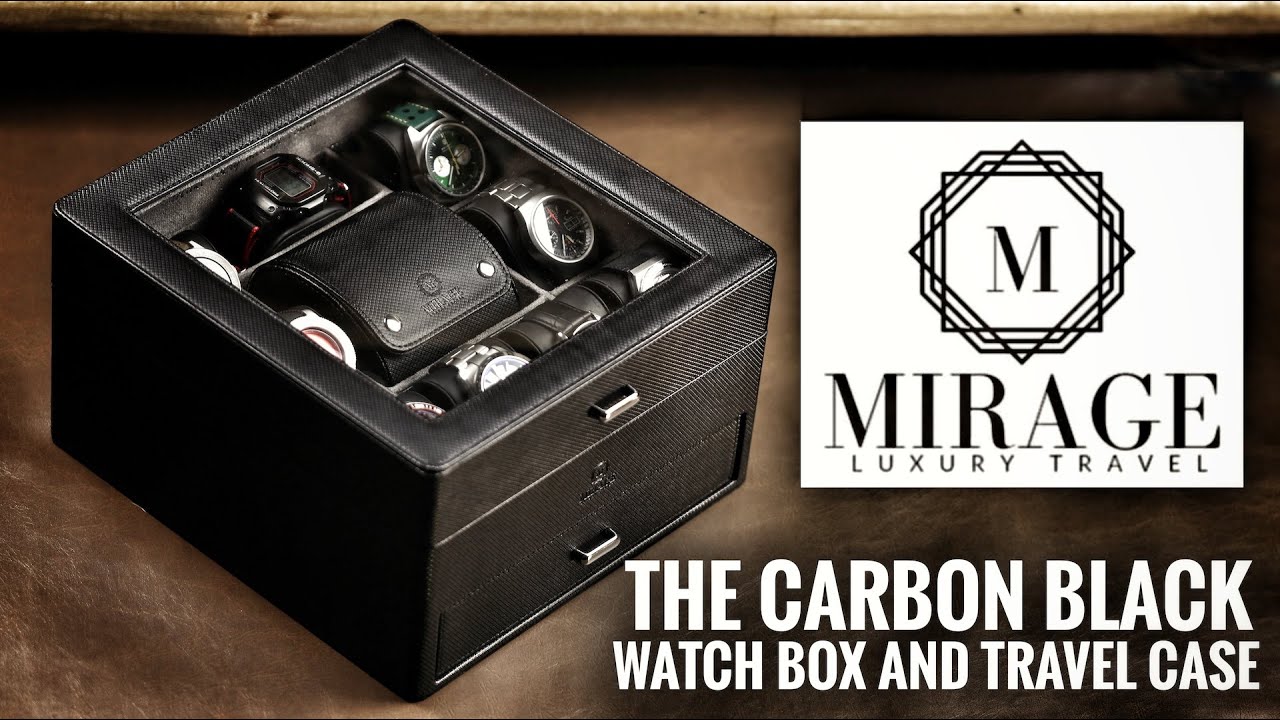 Mirage Luxury Travel Carbon Black Watch Box and Travel Case 