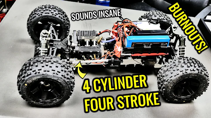 4 CYLINDER FOUR STROKE NITRO RC ENGINE RAT ROD BUILD - Does BURNOUTS Now!