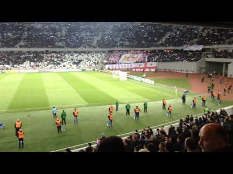 \"ქომაგების\" პერფორმანსი საქართველო-სერბეთის მატჩზე