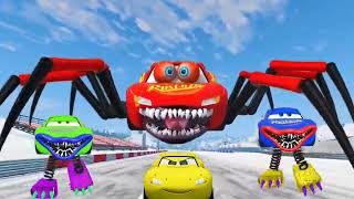 Epic escape from ligtning McQueen boxy boo eater giant Spider car#ligtning #car #coffindance #pixar