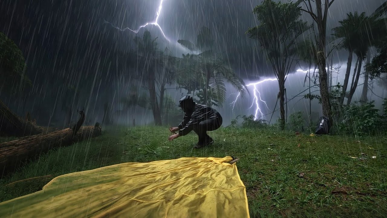 Solo Camping in Long Heavy Rain 🌧🌩 - Relaxing Rain in the Tent - ASMR ...