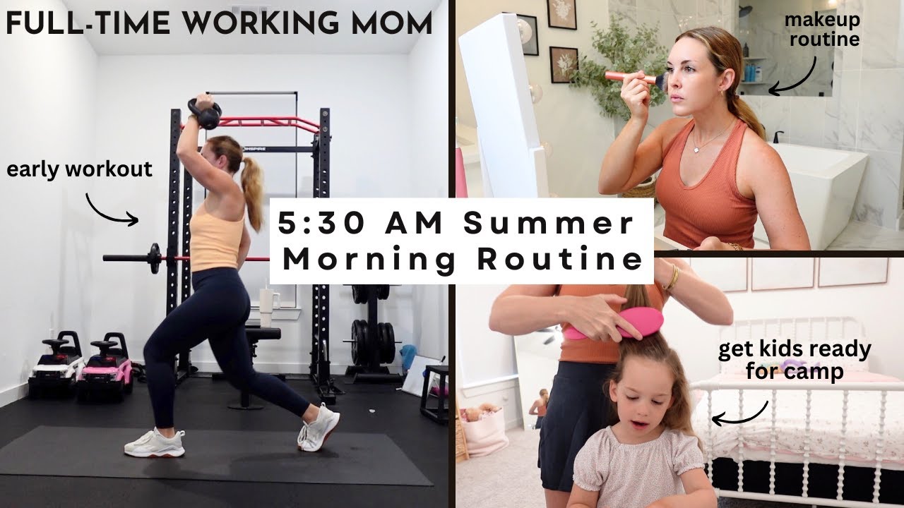 5:30AM Working Mom Summer Morning Routine w/my 4 & 6 year old | Amanda Fadul
