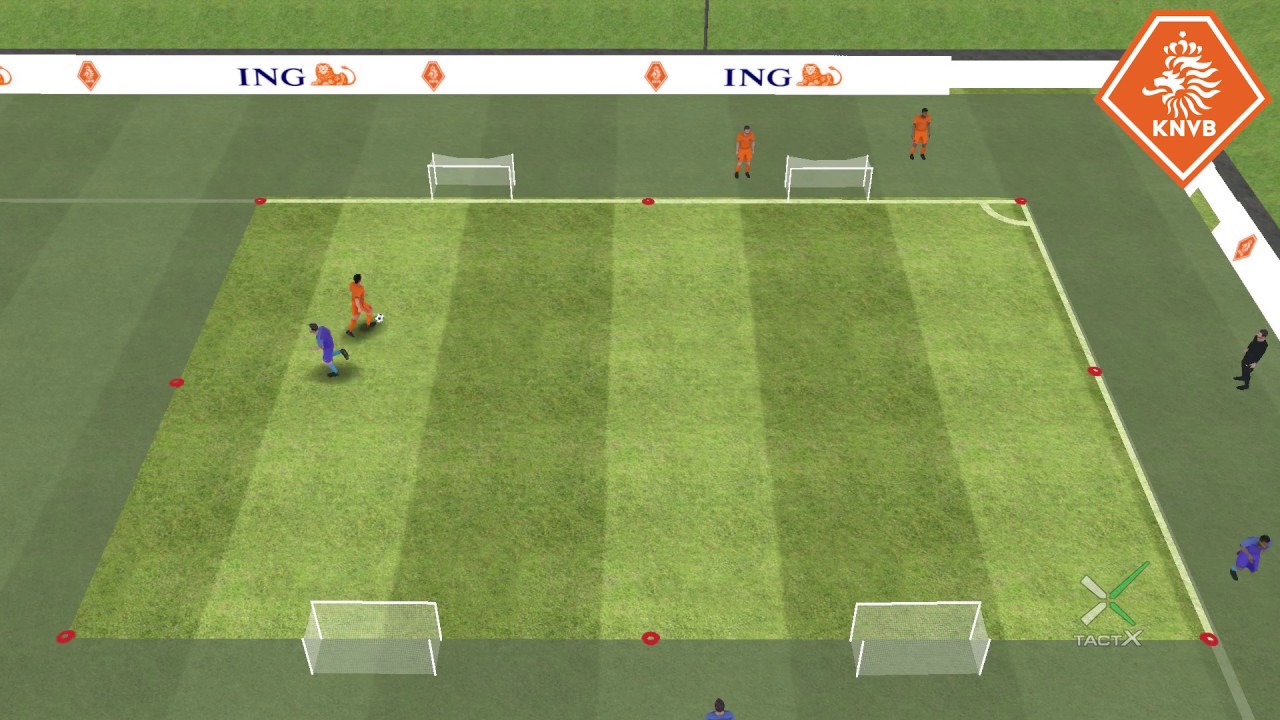 Rinus | 1 tegen 1 met 4 kleine doeltjes (aanvallen)