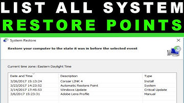 List of all Available System Restore points in Windows 10