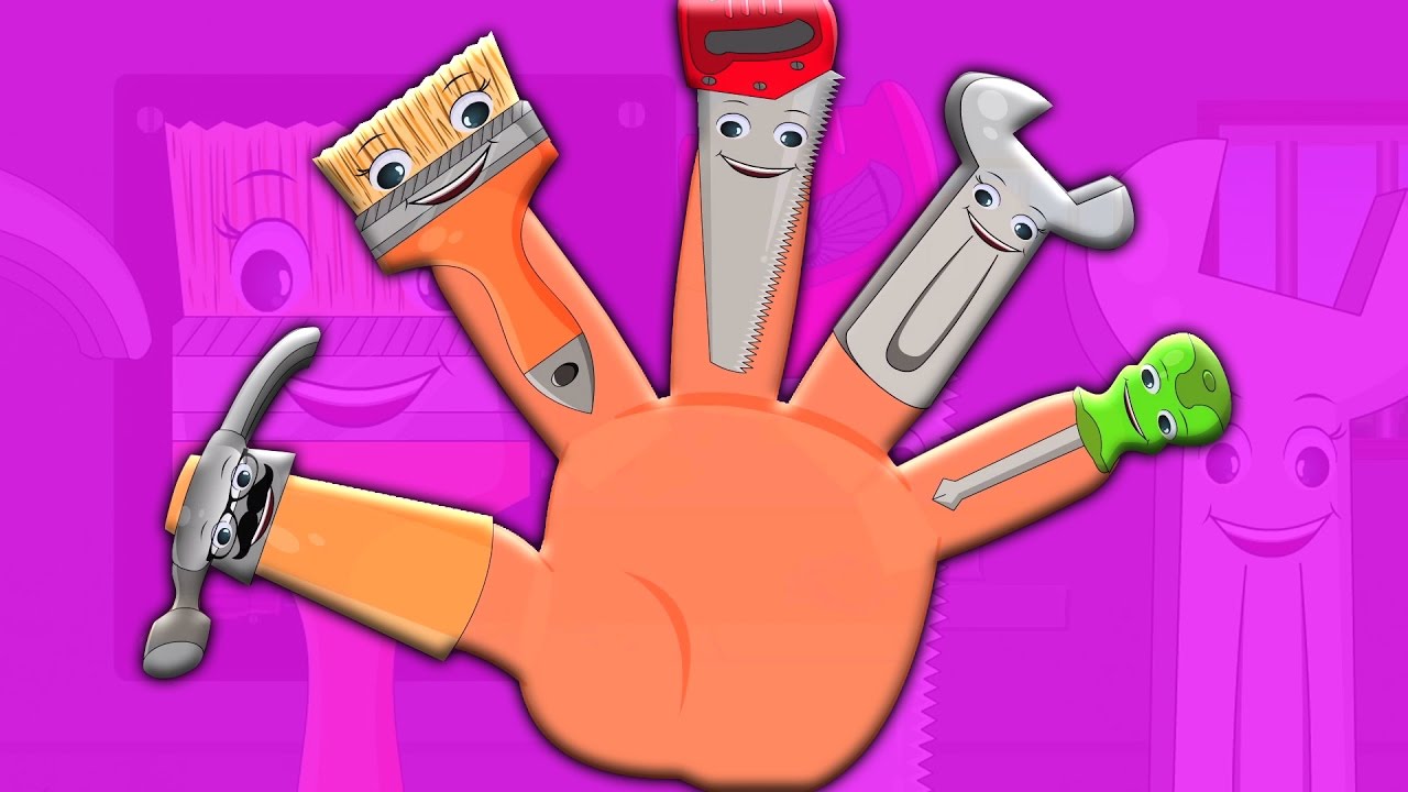 Herramientas dedo familia | vivero Rimas | niños canciones | Rhymes For Kids | Tools Finger Family