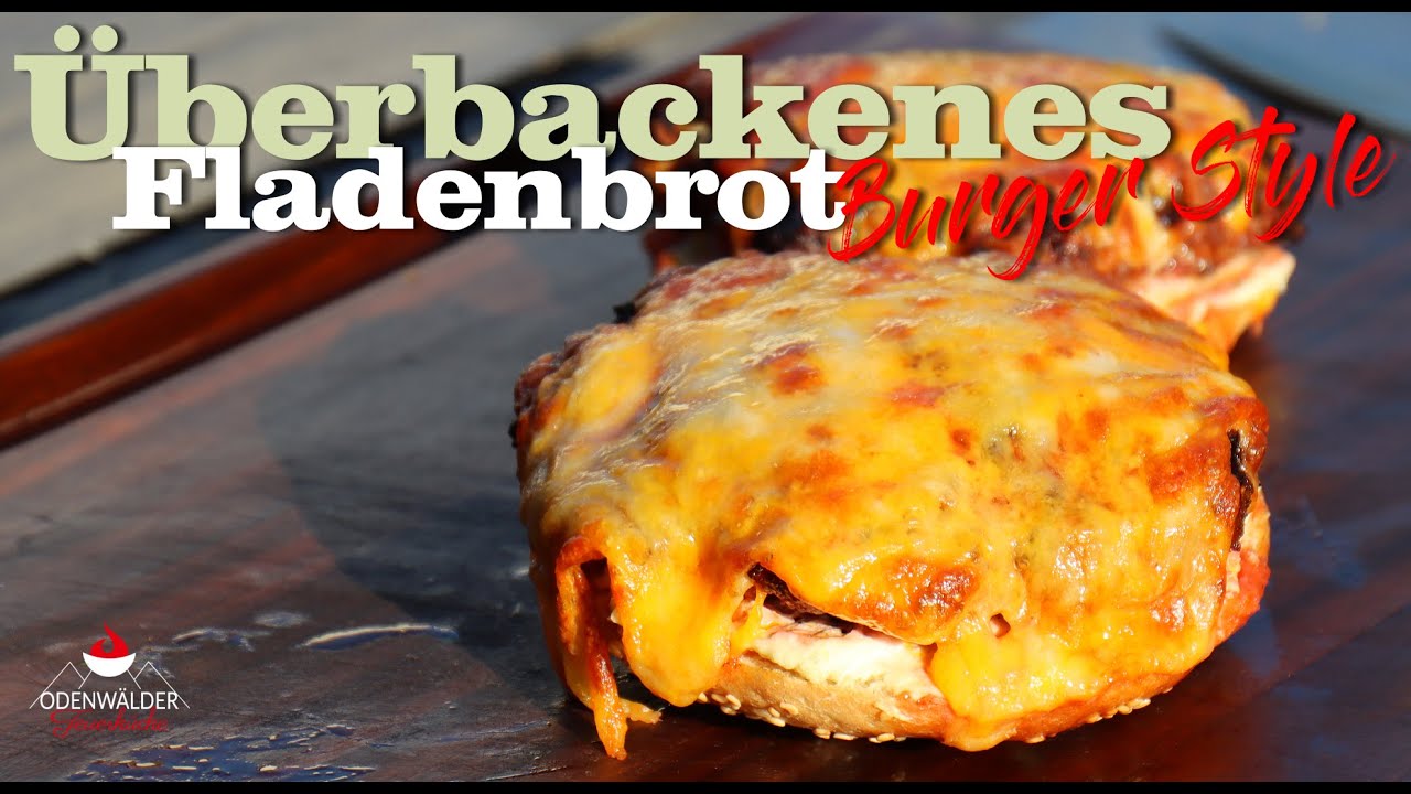 Überbackenes Fladenbrot im Burger Style