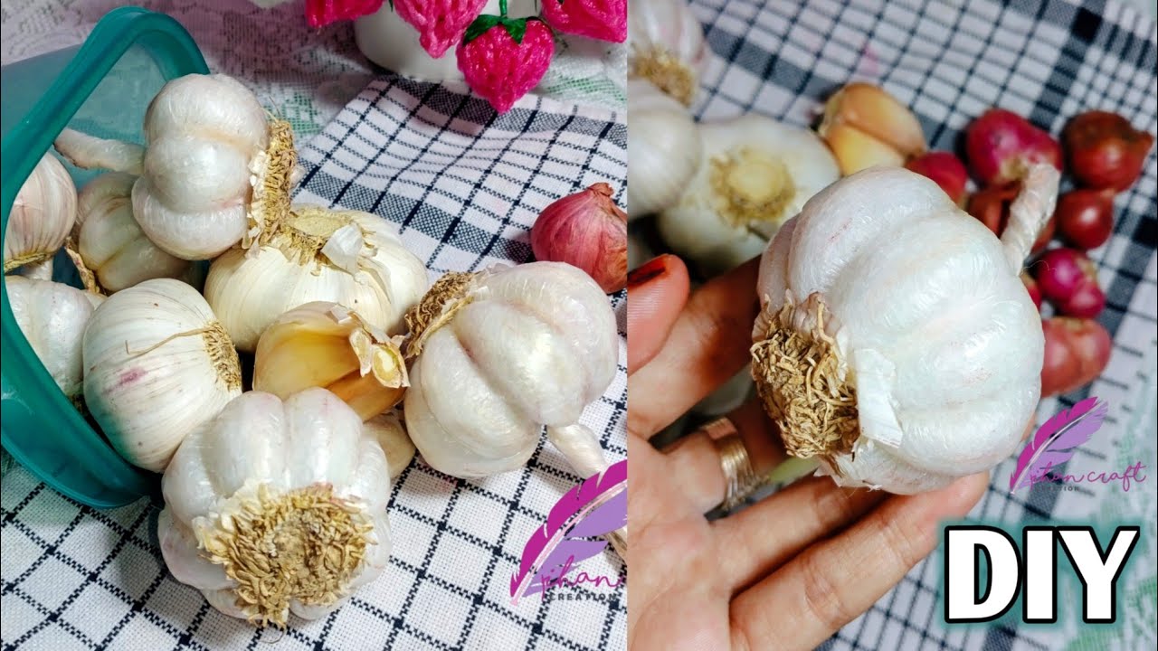 Cara mudah membuat Bawang Putih Replika | Garlic Hanging Artificial from Cotton | Best out waste