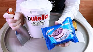 OREO and Nutella ice cream rolls street food - ايس كريم رول اوريو نوتيلا