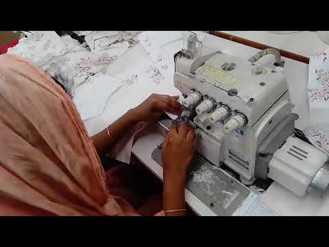 Join shoulder by 5 thread overlock machine twill jacket excellent method